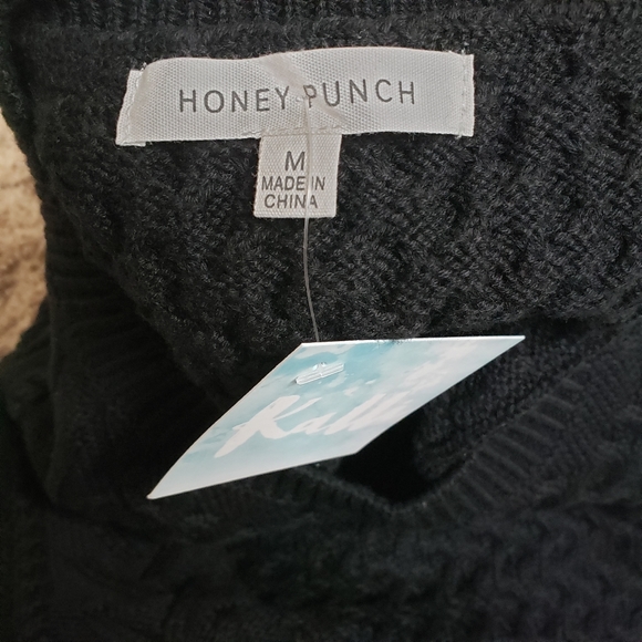 Honey Punch  Black Cable Knit Sweater Dress - Picture 12 of 13